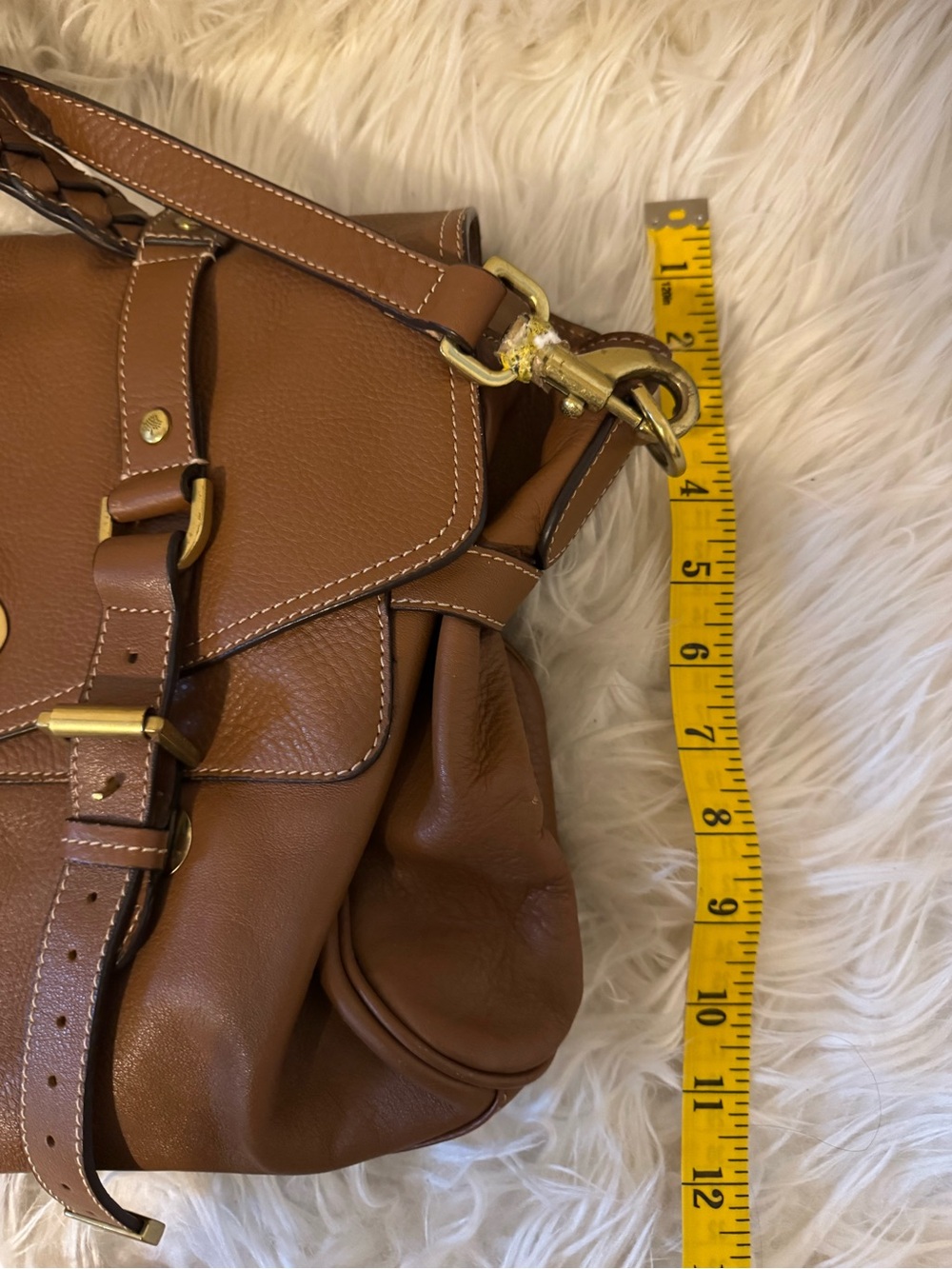 Mulberry Brown Leather Satchel with Gold Hardware - Picture 6 of 13